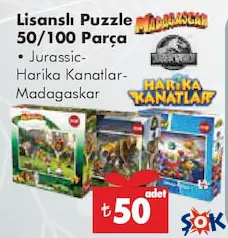 LİSANSLI PUZZLE 50/100 PARÇA fiyat ve kampanya bilgisi